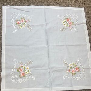 Vintage Floral Embroidered Tablecloth
